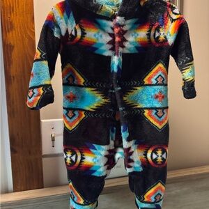 Black and Blue Geometric Footies One Piece